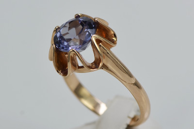 Russe soviétique rose 14k 585 or Alexandrite Rubis Émeraude Saphir Zircon bague vrc046