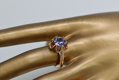 Ruso Soviet rosa 14k 585 oro Alejandrita Rubí Esmeralda Zafiro Zircón anillo vrc046