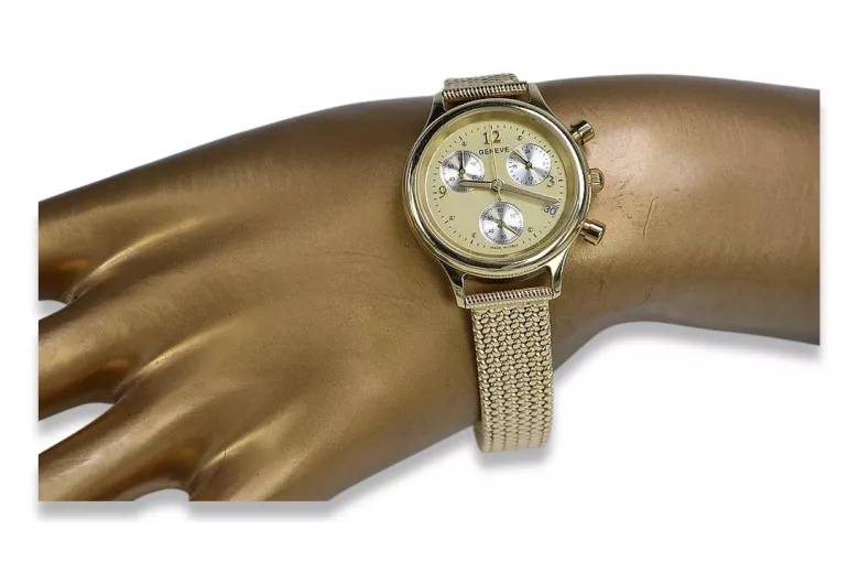 Gold men's watch Geneve ★ zlotychlopak.pl ★ Gold purity 585 333 Low Price!