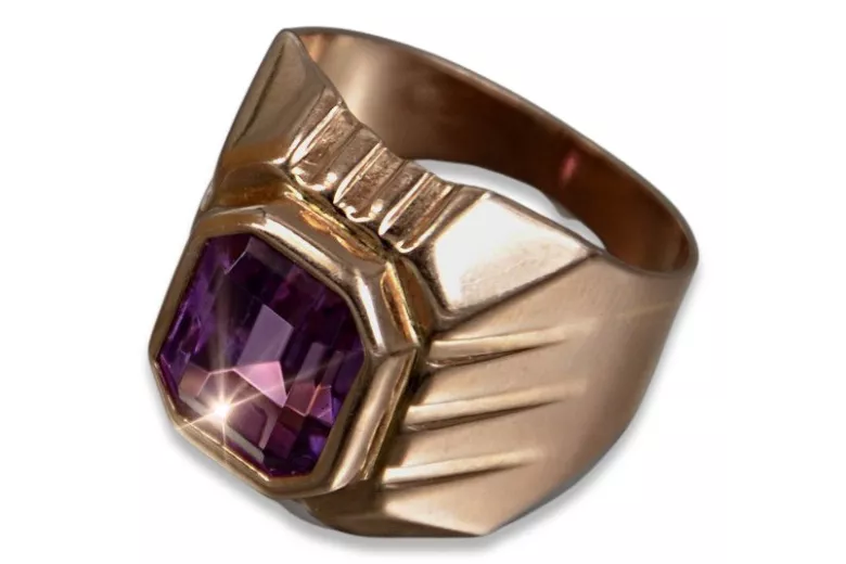 Vintage rose pink pink 14k gold 585 Men's Alexandrite signet ring Vintage vsc002