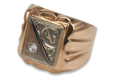 Rosa rusa Oro soviético 14k 585 Anillo de sello para hombre vsc038