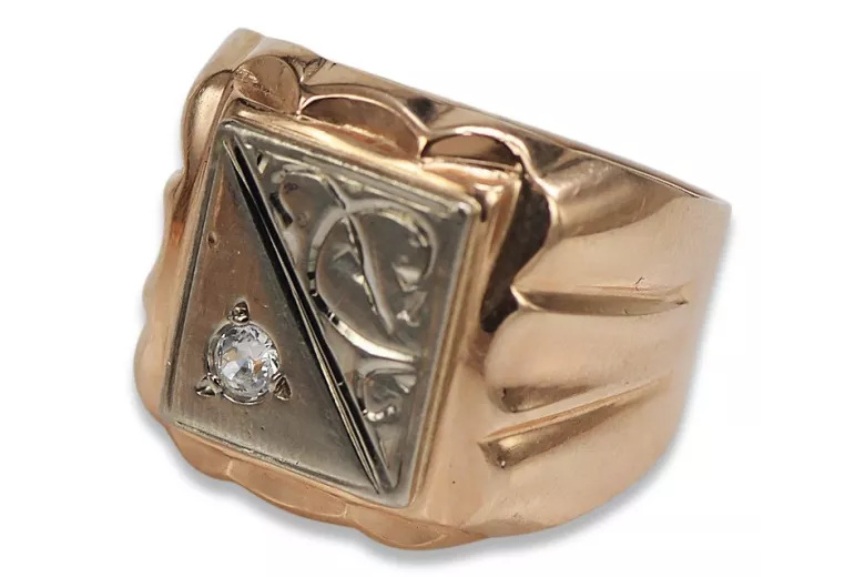 Rosa rusa Oro soviético 14k 585 Anillo de sello para hombre vsc038