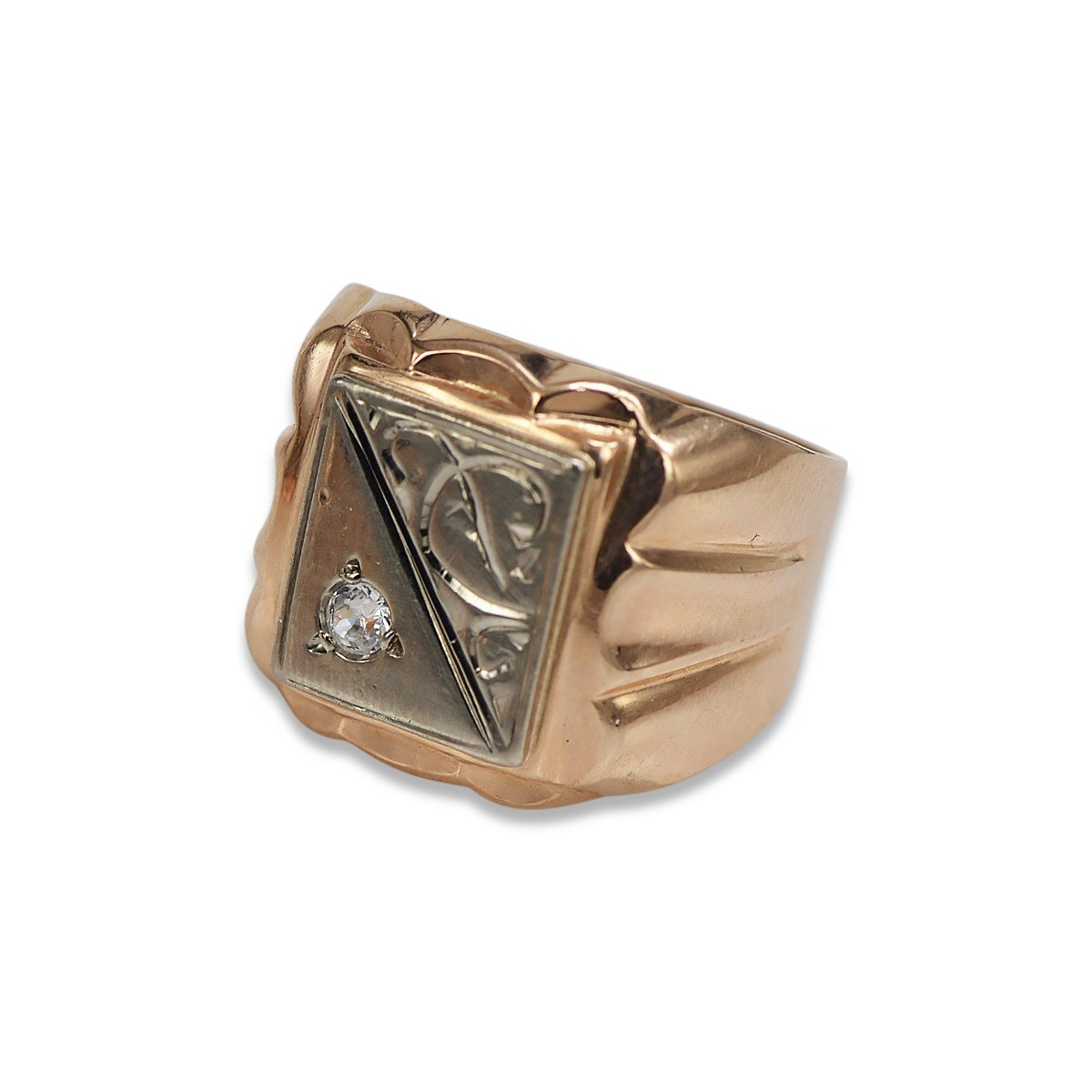 Rosa rusa Oro soviético 14k 585 Anillo de sello para hombre vsc038