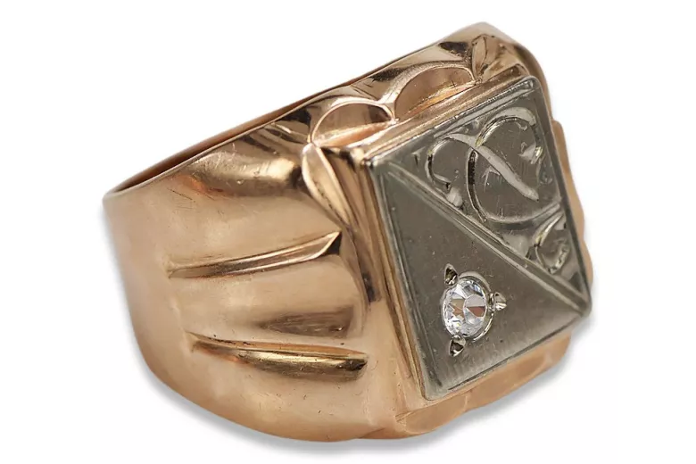 Rosa rusa Oro soviético 14k 585 Anillo de sello para hombre vsc038