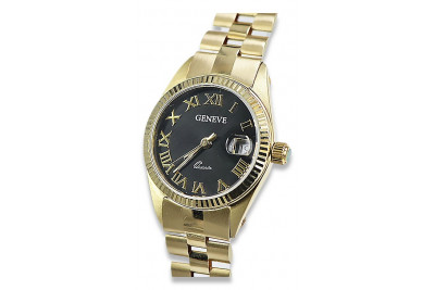 Італійський жовтий 14k 585 золотий годинник Geneve Lady lw059ydbc