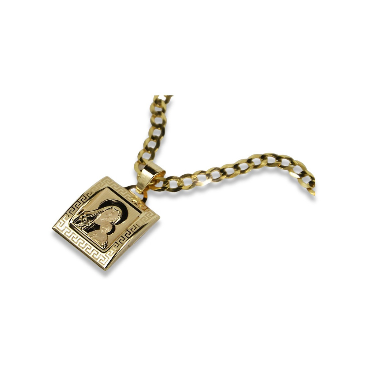 Gold Mary medallion icon pendant with chain ★ zlotychlopak.pl ★ Gold 585 333 low price