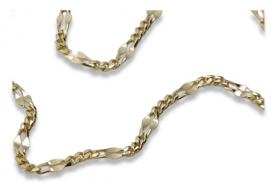 Yellow Italian 14k 585 gold unique Figaro chain cc077y