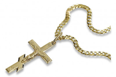 Gold Orthodox Cross Anhänger & Gurmeta 14k Goldkette oc001y&cc001y