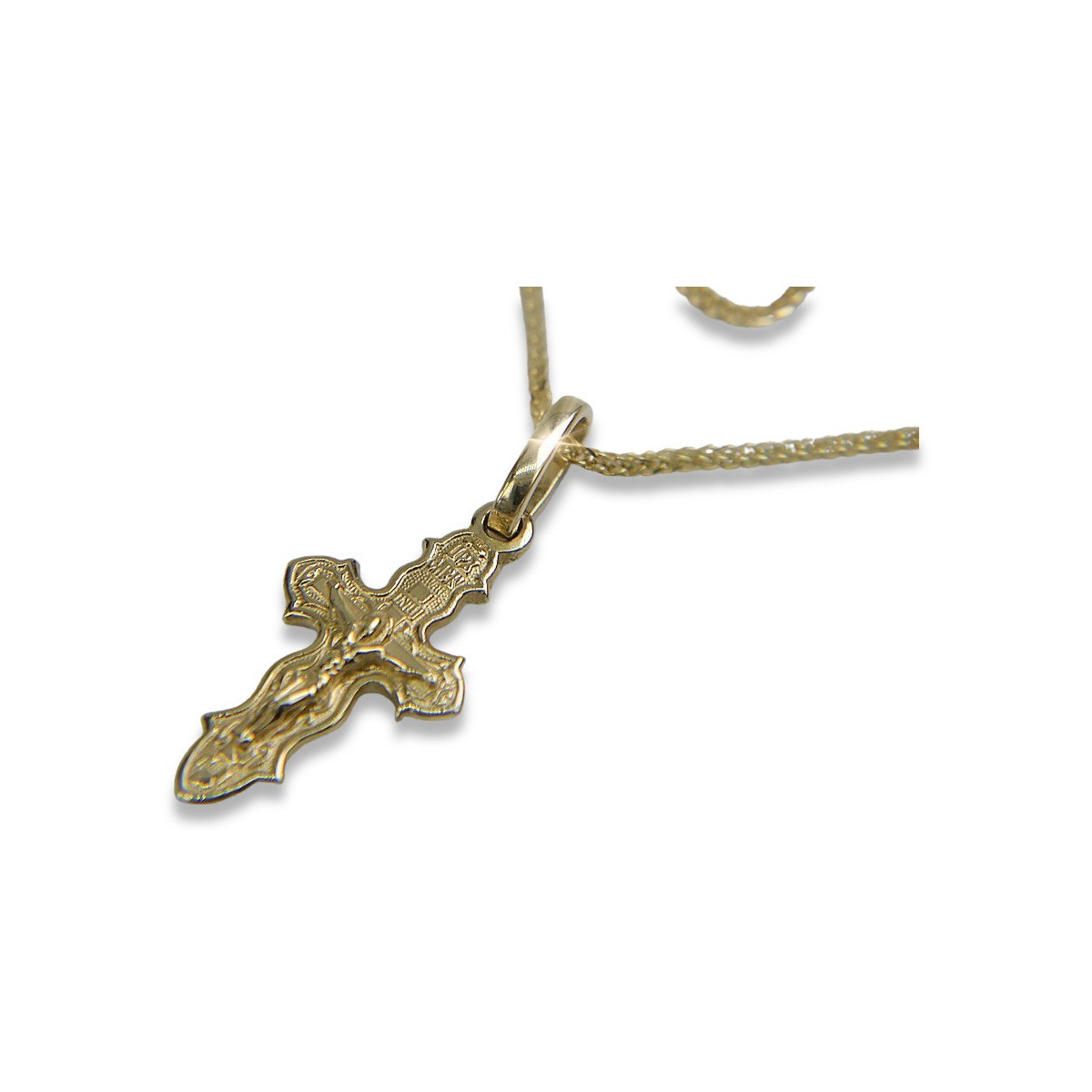 Gold Orthodox cross with chain ★ zlotychlopak.pl ★ Gold sample 585 333 Low price