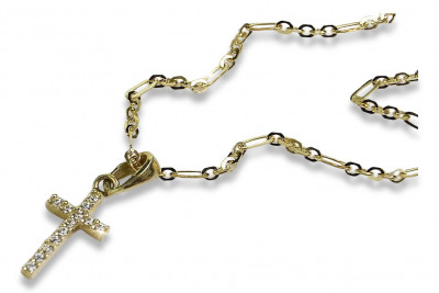 Catholic Cross & Anchor 14k gold chain ctc012y&cc084y