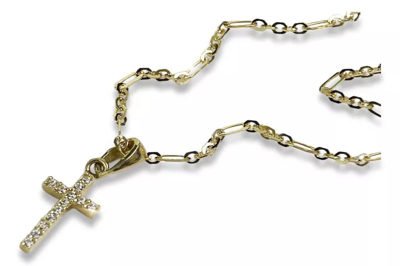 Catholic Cross & Anchor 14k gold chain ctc012y&cc084y