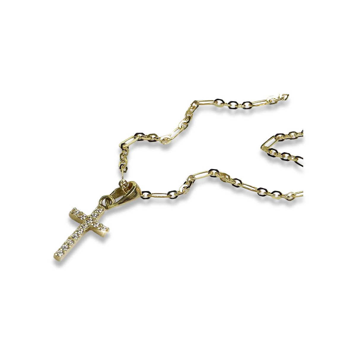 Catholic Cross & Anchor 14 Karat Goldkette ctc012y&cc084y