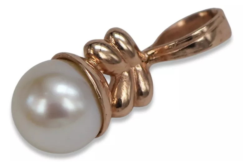 "Authentic Vintage Pearl Pendant with 14k Rose Gold Setting" vppr005