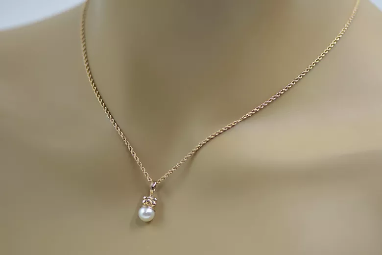 "Exquisito Colgante de Perla en Oro Rosa Antiguo de 14k 585" vppr005