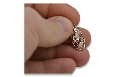 "Pendentif Vintage Feuille d'Or Rose 14 Carats 585 sans Pierres" vpn012