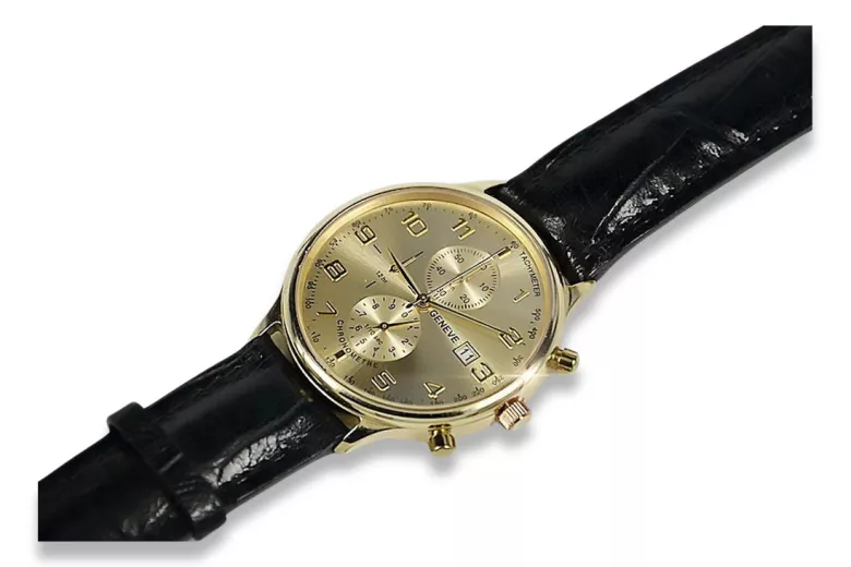 Жълт 14k златен мъжки часовник Geneve mw005y&mbw008y