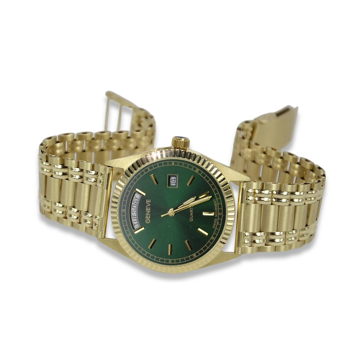 Gold men's watch Geneve ★ zlotychlopak.pl ★ Gold purity 585 333 Low Price!