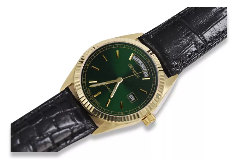 Reloj de oro para hombre Geneve ★ zlotychlopak.pl ★ Pureza de oro 585 333 Precio bajo!