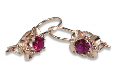 Boucles d’oreilles en or rose soviétique russe 14k 585 vec116 alexandrite rubis émeraude saphir ...