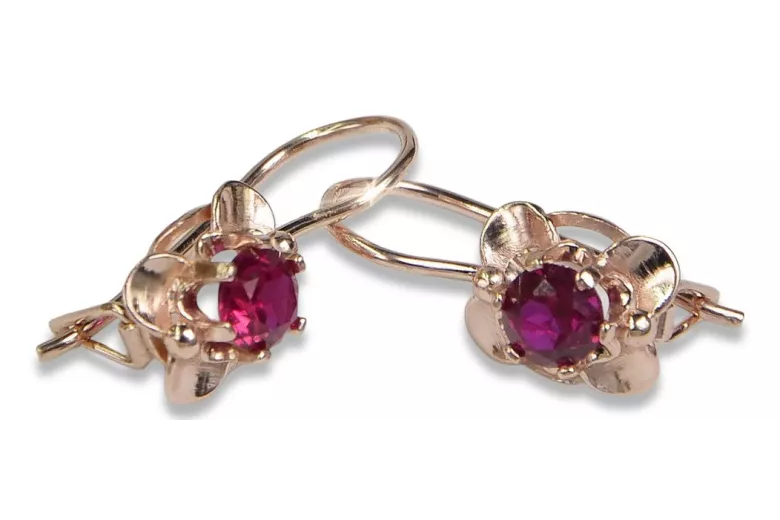 Russische Sowjetische Rose Pink 14k 585 Gold Ohrringe vec116 Alexandrit Rubin Smaragd Saphir ...