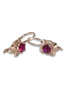 Vintage rose pink 14k 585 gold earrings vec116 alexandrite ruby emerald sapphire ...