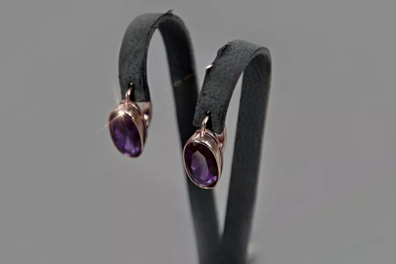 Russe soviétique argent rose or plaqué 925 Alexandrite Rubis Émeraude Saphir Aigue-marine Zircon ... Boucles d’oreilles vec001RP