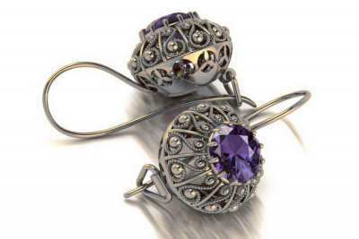 Plata soviética rusa 925 Alejandrita Rubí Esmeralda Zafiro Aguamarina Zircón ... Pendientes VEC002S