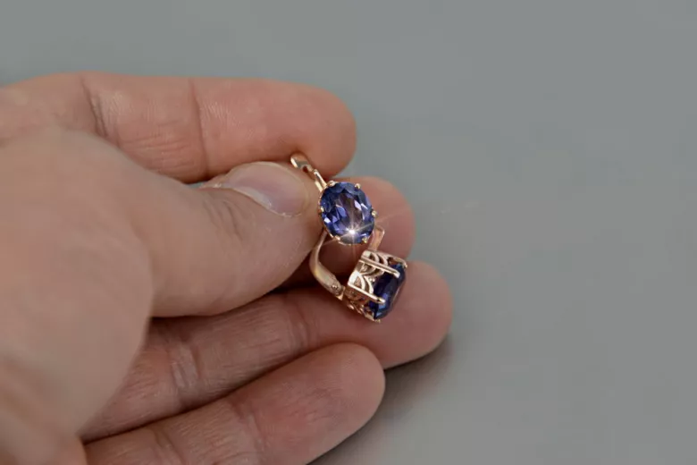 Rusă sovietică de argint a crescut placat cu aur 925 Alexandrite Ruby Emerald Safir Aquamarine Zircon ... cercei vec003rp