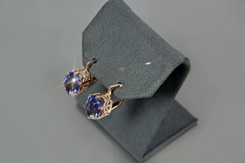 Vintage silver rose gold plated 925 Alexandrite Ruby Emerald Sapphire Aquamarine Zircon ... earrings vec003rp