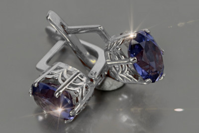 Руско съветско сребро 925 Александрит Рубин Изумруден сапфир Аквамарин Циркон ... Обеци VEC003S