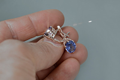 Rusă sovietică de argint 925 Alexandrite Ruby Smarald Safir Acvamarina Zircon ... cercei vec003s