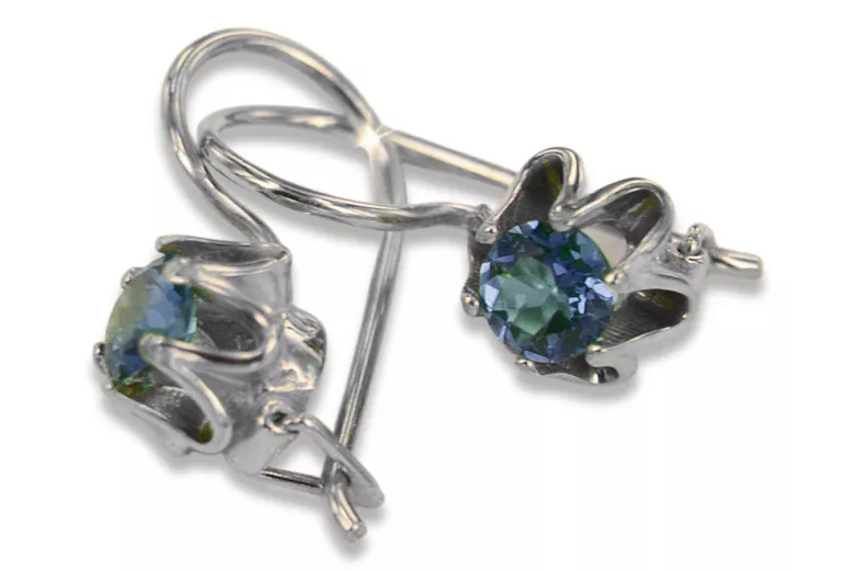 Russe soviétique argent 925 Alexandrite Rubis Émeraude Saphir Aigue-marine Zircon ... Boucles d’oreilles vec013s