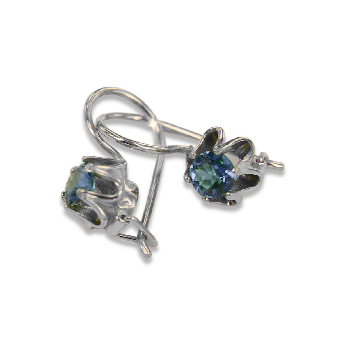 Russe soviétique argent 925 Alexandrite Rubis Émeraude Saphir Aigue-marine Zircon ... Boucles d’oreilles vec013s