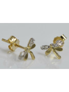 Pendientes de zircón libélula de oro amarillo italiano 14k 585 cec015y