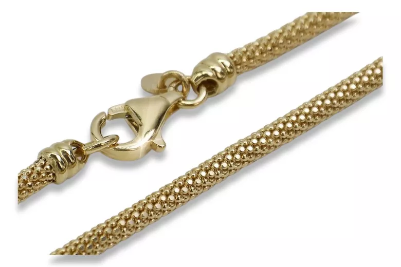 Amarillo italiano 14k oro 585 Nueva pulsera de cuerda cordón hueco cb075y