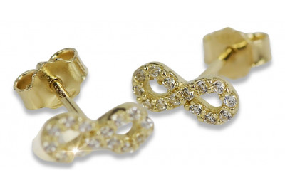 Pendientes de zircón infinito amarillo italiano 14k 585 dorado cec014y