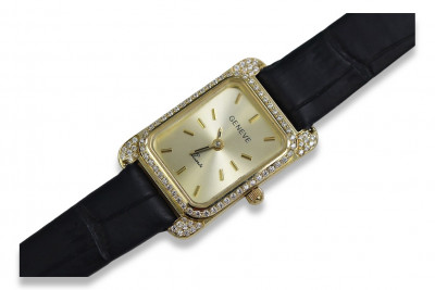 Italienisch gelb 14 Karat Gold Damenuhr Geneve Lady Geschenk lw054y