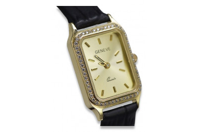 Italienisch gelb 14 Karat Gold Damenuhr Geneve Lady Geschenk lw055y