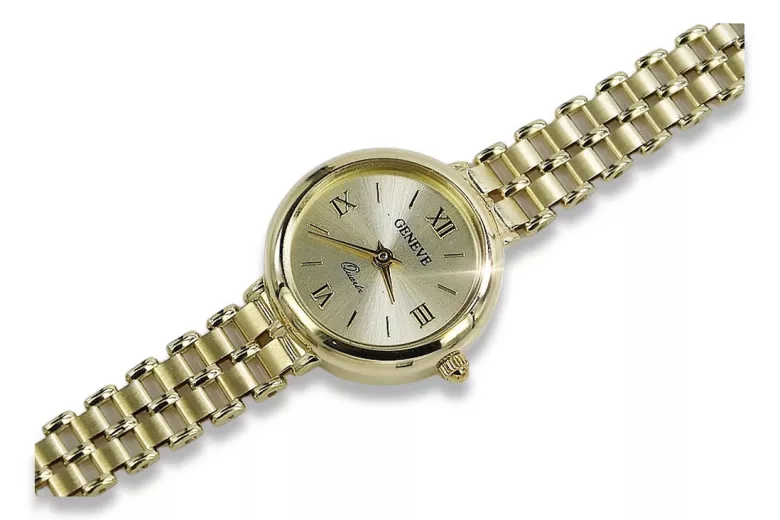 Italienische gelbe 14k goldene Damenuhr Geneve lw028y