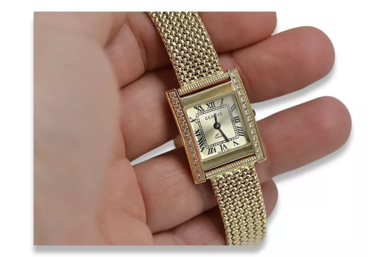 Goldene Herrenuhr Geneve ★ zlotychlopak.pl ★ Gold Reinheit 585 333 Niedriger Preis!