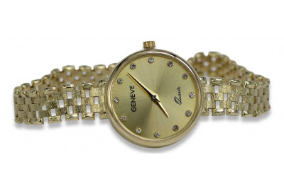 Galben italian 14k 585 doamnă de aur Geneve ceas lw071y