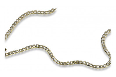 Jaune Blanc Or 14 carats 585 Gourmette Cuban Link chain cc001yw