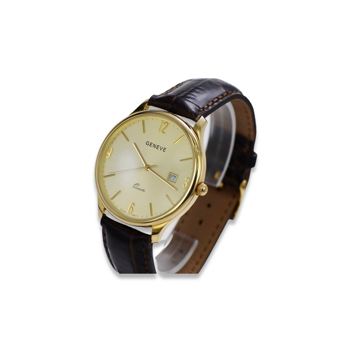 Reloj de oro para hombre Geneve ★ zlotychlopak.pl ★ Pureza de oro 585 333 Precio bajo!