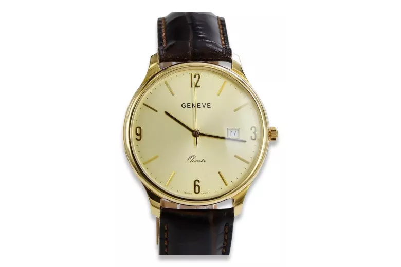 Italienische 14k Gelbe Herren Geneve Uhr mw017y