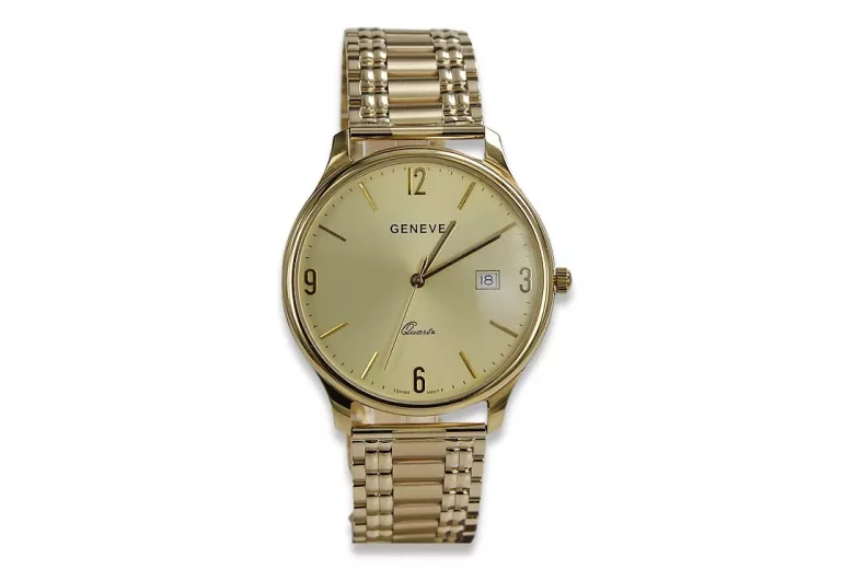 Reloj de oro para hombre Geneve ★ zlotychlopak.pl ★ Pureza de oro 585 333 Precio bajo!