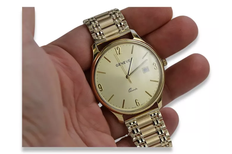 Reloj de oro para hombre Geneve ★ zlotychlopak.pl ★ Pureza de oro 585 333 Precio bajo!