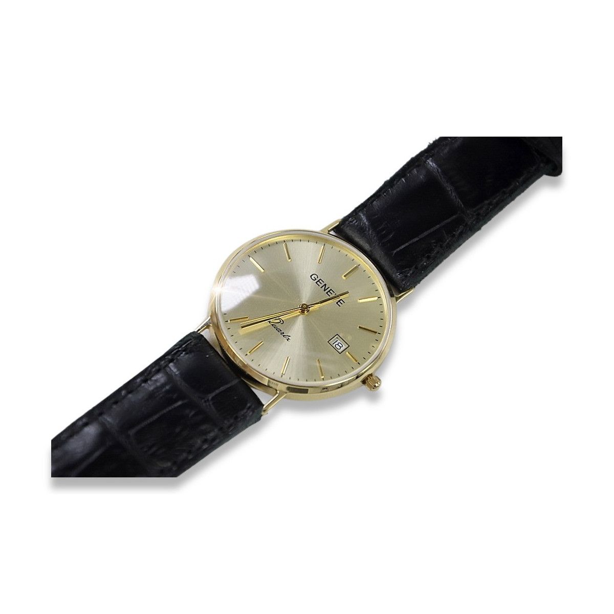 Gold men's watch Geneve ★ zlotychlopak.pl ★ Gold purity 585 333 Low Price!