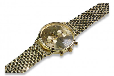 Жълт 14k златен мъжки часовник Geneve mw005y&mbw008y