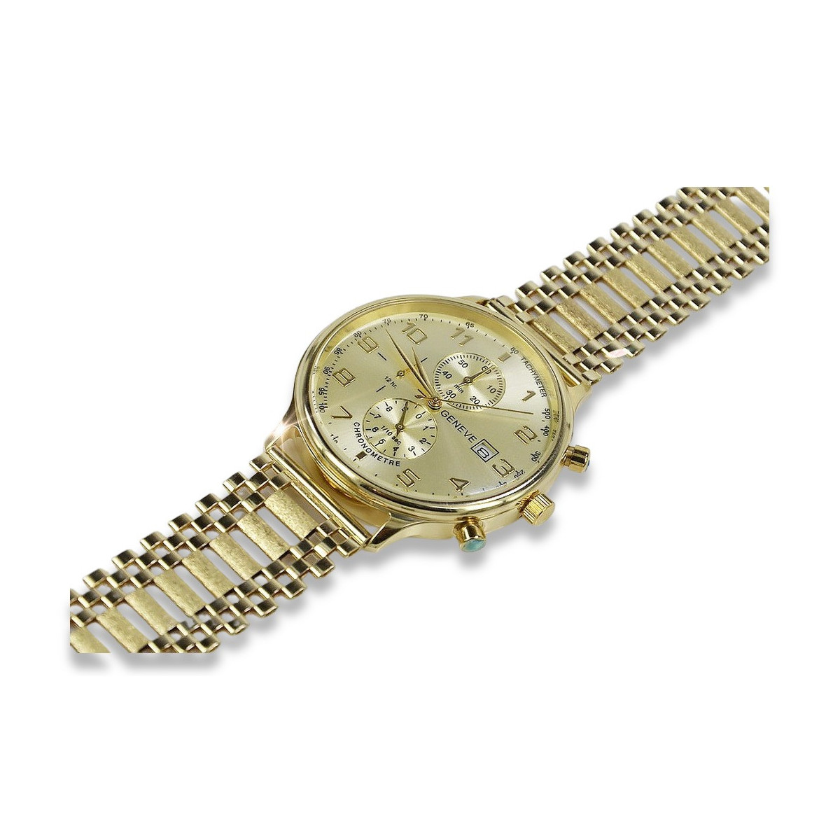 Reloj de hombre amarillo 14k 585 oro Geneve mw005y&mbw010y