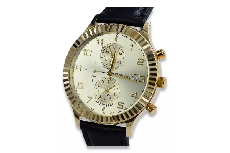 Italienisch Gelb 14 Karat Gold Herren Geneve Uhr mw007y